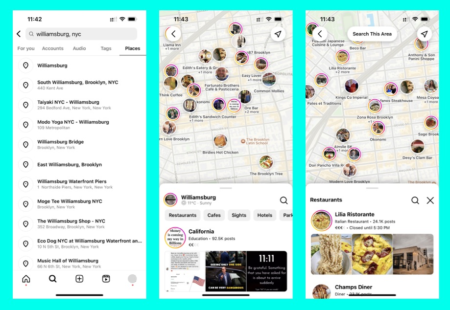 Instagram map and location story examples